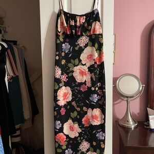 Forever 21 Black Floral Midi Dress